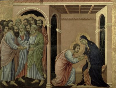 Maestà: La Virgen se despide de San Juan, 1308-11 de Duccio di Buoninsegna